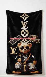 LV Streetwear Bear Flannel Throw Blanket 279